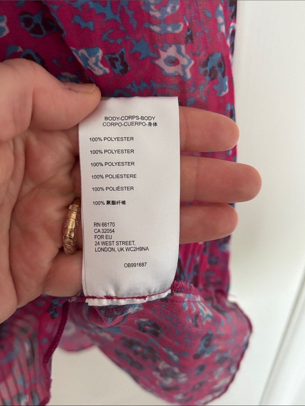 255. Anthropologie Ruffle Floral Short-Sleeve Blouse in Magenta Size Small - Picture 7 of 10
